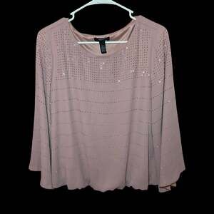 ALFANI Women's Pink Embellished Blouse